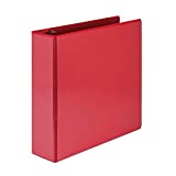 Samsill Economy 3 Ring Presentation View Binder, 3 Inch Round Ring  Holds 550 Sheets, Customizable Clear View Cover, Red