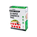 Lunchskins RB-50-SAND-APPLE Recyclable + Sealable Paper Sandwich Bags, 50 Count, Apple, (Pack of 1)