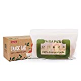 WRAPOK 100% Compostable Snack Bags Small Biodegradable Sandwich Freezer Storage Bag for Cookies Biscuits, 100 Count