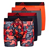 adidas Kids-Boy's Performance Boxer Briefs Underwear (4-Pack), Grey/Legend Ink Blue/Nomad Camo Red, X-Large