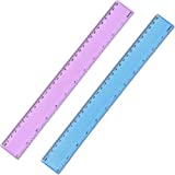 eBoot 2 Pieces Plastic Color Ruler Straight Ruler Math Rulers (12 Inches, Pink and Blue)