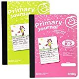 Primary Journal Grades K-2, Primary Writing Journal, Half Page Ruled Primary Journal Composition Notebook for Kids, 100 Sheets kids Notebook, Pink and Yellow (2 Pack) - By Enday