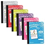 Primary Journal Grades K-2, Primary Writing Journal, Half Page Ruled Primary Journal Composition Notebook for Kids, 100 Sheets kids Notebook, in Pink, Purple, Green, Blue, Red, Grey, Multicolor (6 Pack) - By Enday