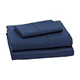 Amazon Basics Lightweight Super Soft Easy Care Microfiber Bed Sheet Set with 14-Inch Deep Pockets - Twin XL, Navy Blue