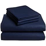 Twin Extra Long 100% Cotton jersey Sheet Set - Soft and Comfy - By Crescent Bedding Navy Twin XL