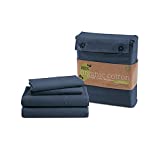 100% Organic Cotton Twin XL Sheets Set, 3-Piece Pure Organic Cotton Percale Sheets, Extra Long Twin Sheets, Ultra Soft Bedding Sheets,Breathable, GOTS Certified,Fits Mattress Upto 15" Deep - Navy