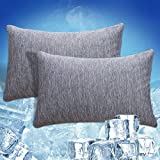 CHOSHOME Cooling Pillow Cases Standard, Double-Side Design [Cooling & Cotton] Q-Max 0.45 Cooling Pillow Covers for Night Sweats Hot Sleepers, Hidden Zipper, 2 Pack (20" X 26", Gray)