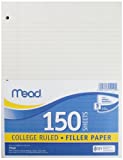 Mead Loose Leaf Paper, Filler Paper, College Ruled, 150 Sheets, 10-1/2" x 8", 3 Hole Punched, 1 Pack (15111), White