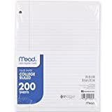 Mead Loose Leaf Paper, 3 Hole Punch Reinforced Filler Paper, College Ruled Paper, 10-1/2" x 8", 200 Sheets (15326)