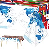 3 PiecesInternational Flag Tablecover World Flag Party Tablecloth Decorations Disposable Plastic Table Cover Birthday Party Decor Supplies Favors Outdoor Indoor