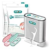 Dental Floss Picks-Floss Dispenser Portable Storage Box Flossers for Adults,More Hygienic,Total 308 Count(White),Floss Pick Holder,with Refill and Travel Case