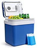 AstroAI 12V Car Refrigerator 26 Quarts/ 24 Liter Car Cooler, Portable Thermoelectric Iceless for Car, RV, Truck, Boat for Camping, Travel, Fishing Outdoor with 2 Ice Packs, ETL Listed (Medium Blue)