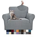 YEMYHOM Couch Cover Latest Jacquard Design High Stretch Sofa Chair Covers for Living Room, Pet Dog Cat Proof Armchair Slipcover Non Slip Magic Elastic Furniture Protector (Chair, Light Gray)