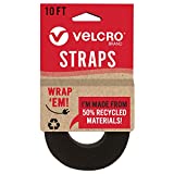 VELCRO Brand ECO Collection Cut to Length Straps, Double Sided Roll 10ft x 1in, Sustainable 50% Recycled Material, Black