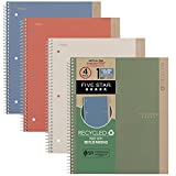 Five Star Recycled Spiral Notebooks + Study App, 4 Pack, 1-Subject, College Ruled Paper, 11 x 8-1/2, 100 Sheets, Assorted Colors (820046)
