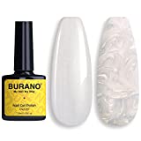 BURANO White Pearl Gel Nail Polish, Mermaid Glitter Gel Polish Drawing Gel Nail Polish, Shell Thread Nail Gel Shimmer UV LED Gel for Home DIY & Salon Professional Using LW3