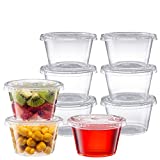 [200 Sets - 4 oz.] Cups with Lids, Small Plastic Condiment Containers for Sauce, Salad Dressings, Ramekins, & Portion Control