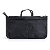 BTSKY Printing Handbag Organizers Inside Purse Insert -- High Capacity 13 Pockets Bag Tote Organizer with Handle (Black)