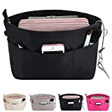 HyFanStr Purse Organizer Insert with Zipped Top for Tote Bag, Handbag Shaper with 13 Pockets, Black S