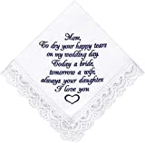 Mother of the Bride Handkerchief Embroidered Wedding gifts for Mom from Daughter Wedding Keepsake for Bride's Mom Sentimental Wedding Gifts for Parents (Mother of the Bride)