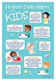 Kids 7 Healthy Daily Habits Hygiene Poster - Laminated, 12 x 18 inches - Preschool, Elementary School Nurse Office Decor - Pediatric Poster - Health Chart