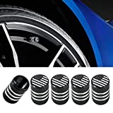 Banseko 5 Pack Tire Valve Stem Caps,American Flag Tire Valve Cap Cover,Tire Caps Corrosion Resistant Leak-Proof Anti-Rust Screw-On,Universal Fit for Cars, Bicycles,Trucks, Motorcycle (Black)
