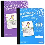 Primary Journal Grades K-2, Primary Writing Journal, Half Page Ruled Primary Journal Composition Notebook for Kids, 100 Sheets kids Notebook, Blue and Purple (2 Pack) - By Enday