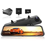 WOLFBOX G840H 2.5K Mirror Dash Cam,12'' Mirror Dash Cam Front and Rear,1080P Rear View Mirror Camera,Dual Dash Camera for Cars with 32GB TF Card & GPS,Super Night Vision,Parking Monitoring