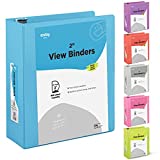 2 Inch 3 Ring Binder 2 Blue, Slant D-Ring 2 in Binder Clear View Cover with 2 Inside Pockets, Heavy Duty Colored School Supplies Office and Home Binders  by Enday