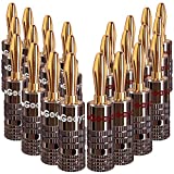 Goaycer Speaker Connector Banana Plugs - 24K Gold Plated Brass 4mm Plug (12 Pairs/24 pcs)