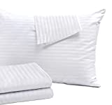 4 Pack Pillow Protectors King 20x36 Inches Tight Weave Enhanced Protection Cotton Sateen Blend High Thread Count Zippered White