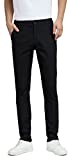 Plaid&Plain Men's Skinny Stretchy Khaki Pants Colored Pants Slim Fit Slacks Tapered Trousers 819 Black 32X32