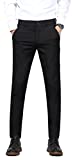 Plaid&Plain Men's Slim Fit Dress Pants Formal Pants Dress Slacks for Men 603 Black(New) 34X32