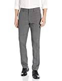 Kenneth Cole REACTION Men's Stretch Heather Glen Plaid Slim Fit Flat Front Dress Pant, Charcoal HTR, 32 x 32