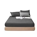 Fitted Bottom Sheet Only Premium 1800 Ultra-Soft Fade Resistant Brushed Microfiber Deep Pocket Queen Gray