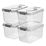 5.5 Quart Clear Storage Latch Box/Bin with Lids, 4-Pack Plastic Organize Bins with Handle, 5 Liter