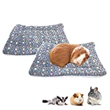 Amakunft 2 Pack of Square Plush Guinea Pig Pillow, Cozy Hamsters Sugar Glider Hedgehog Sleep Bed, Rabbit Cage Accessories Mat (Stars, Medium)