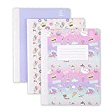 Yoobi Composition Notebooks, 100 Sheets Notebook (Each), Wide Ruled, Unicorn, Cute School Supplies, Candy and Gummy Bear Designs, 9-3/4 x 7-1/2", 3 pack