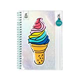 Yoobi Spiral Bound Journal for Kids | Silver Ice Cream Icon with Front See Through Plastic Pocket | 120 College Ruled Sheets | 8.5" x 6" | PVC Free, FSC Certified Paper