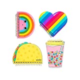 Yoobi Mini Notebooks for Kids & Adults  Mini Spiral Notebook Set w/Puffy Covers (Taco, Heart, Rainbow & Boba)  80 Pages Each, School Supplies for Kids (Set of 4)