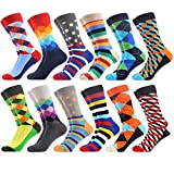 WeciBor Men's Dress Party Colorful Funny Cotton Crew Socks 12 Packs
