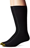Gold Toe mens Comfort Top Rayon Bamboo Crew Socks, 2 Pairs Dress Socks, Black, Shoe Size 6-12 US