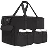 Food Delivery Bag XXL - 23x14x15 inchesWater Resistant Large Insulated Hot Bags for Delivery with Cup Holders, Durable Pizza Warmer Carrying Case - Catering Bag for Food Deliveries, Cooler Bag Black