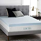 LUCID Dorm Room Essentials 4 Inch Gel Memory Foam Mattress Topper-Ventilated Design-Ultra Plush-Twin XL