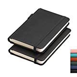RETTACY Pocket Notebook with Pen Holder 3.5" x 5.5" Mini Hardcover Notebook with Pocket Bookmark and Elastic Closure 100gsm Thick Paper Total 312 Pages with Page Numbering