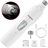 REXIPETS Cat and Dog Nail Grinder - Rechargeable Electric Pet Nail Clipper & Trimmer- Painless Paws Grooming - Quiet 2-Speed Motor. 3 Size Ports for Small, Medium, Large Pets- Up to 4 Hours of Charge