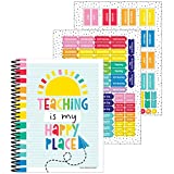 Carson Dellosa Happy Place Teacher Planner, Undated Monthly/Weekly Planner, Lesson Plan Book With Checklists, Communication Log, Planner Stickers for Classroom or Homeschool (8 in. x 11 in.)