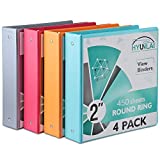 2 Inch 3 Ring Binder, HYUNLAI 2'' Round-Ring View Presentation View Binders, Holds Up to 8.5"11" Paper,Customizable Clear Cover,for Home,Office,and School Supply,4 Pack