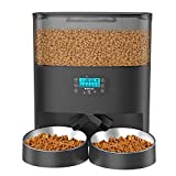 WellToBe Automatic Cat Feeder, 6L Pet Feeder Timed Cat Feeder Dry Food Dispenser for Cats&Dogs with Desiccant Bag, up to 6 Meals per Day with Programmable Portion Control, 10s Meal Call, Dual Power