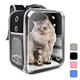 Prodigen Cat Backpack Carriers, Foldable Pet Backpack Carriers for Cats Puppy Dogs and Birds, Ventilate Transparent Capsule Carrier Backpack for Travel Use-Black